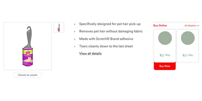 Buy Now section on the Scotch-Brite™ Pet Extra Sticky Lint Roller product page

