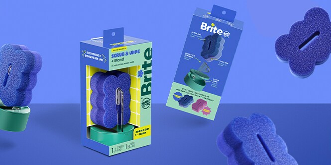 Brite by Scotch-Brite™ Scrub & Wipe Sponge with Drain & Dry Stand
