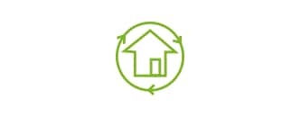 Green icon showing the compact and space-saving size of the Scotch-Brite™ Single Spin mop
